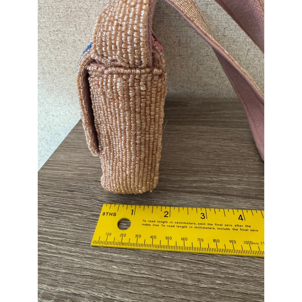 America & Beyond Soho Tan Tufted Beaded Shoulder Bag Multicolor Rainbow NWOT - Picture 12 of 13